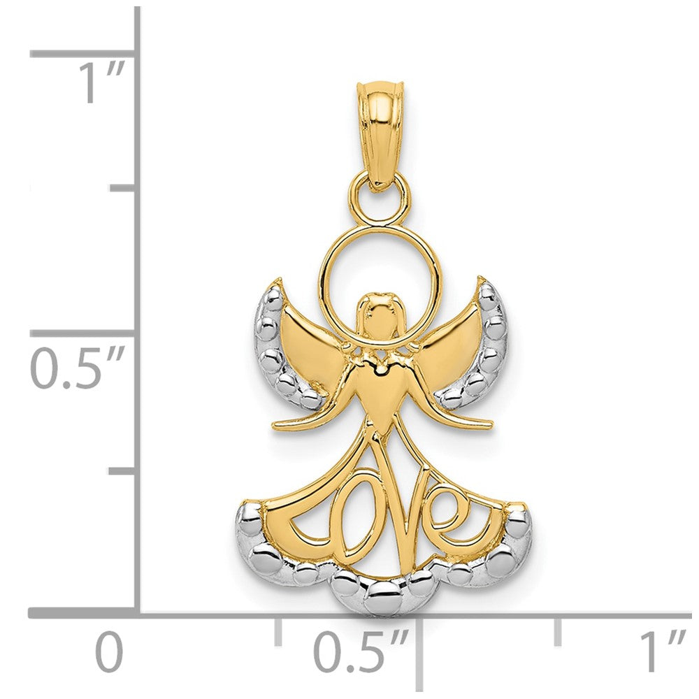 10K Yellow W/Rhodium Love Angel Pendant