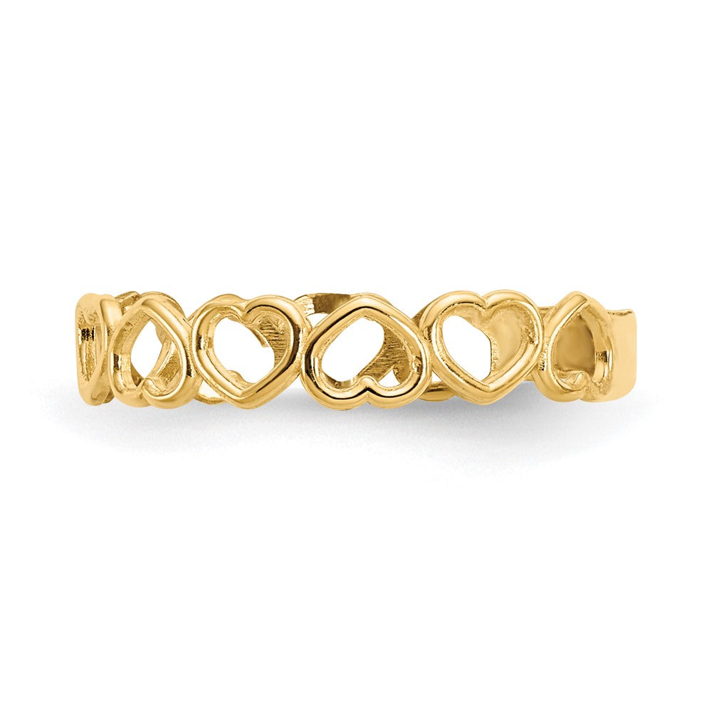 10K Yellow Gold Open Hearts Toe Ring