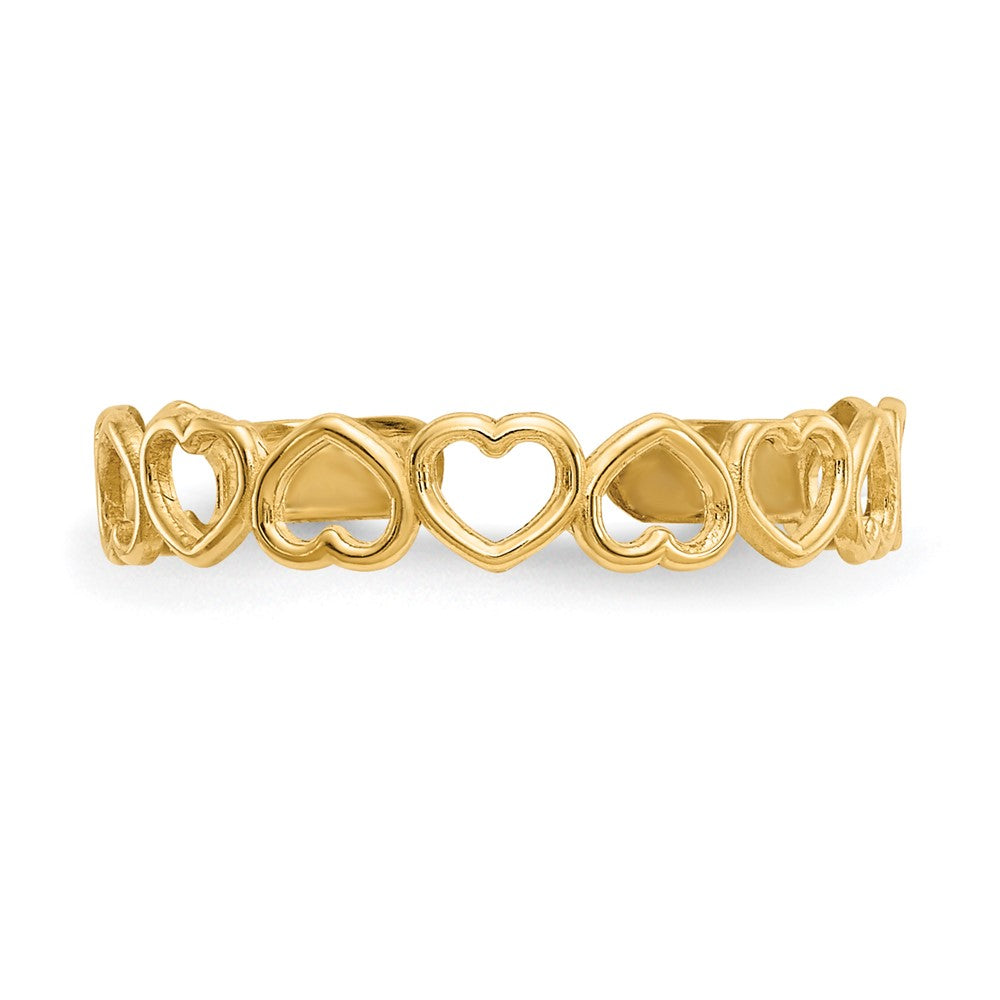 10K Yellow Gold Open Hearts Toe Ring
