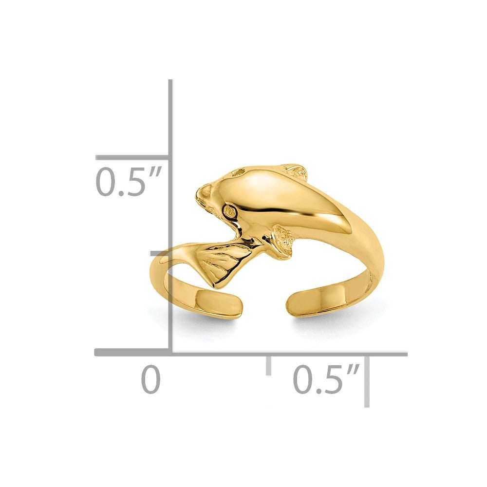 10K Yellow Gold 10K Dolphin Toe Ring