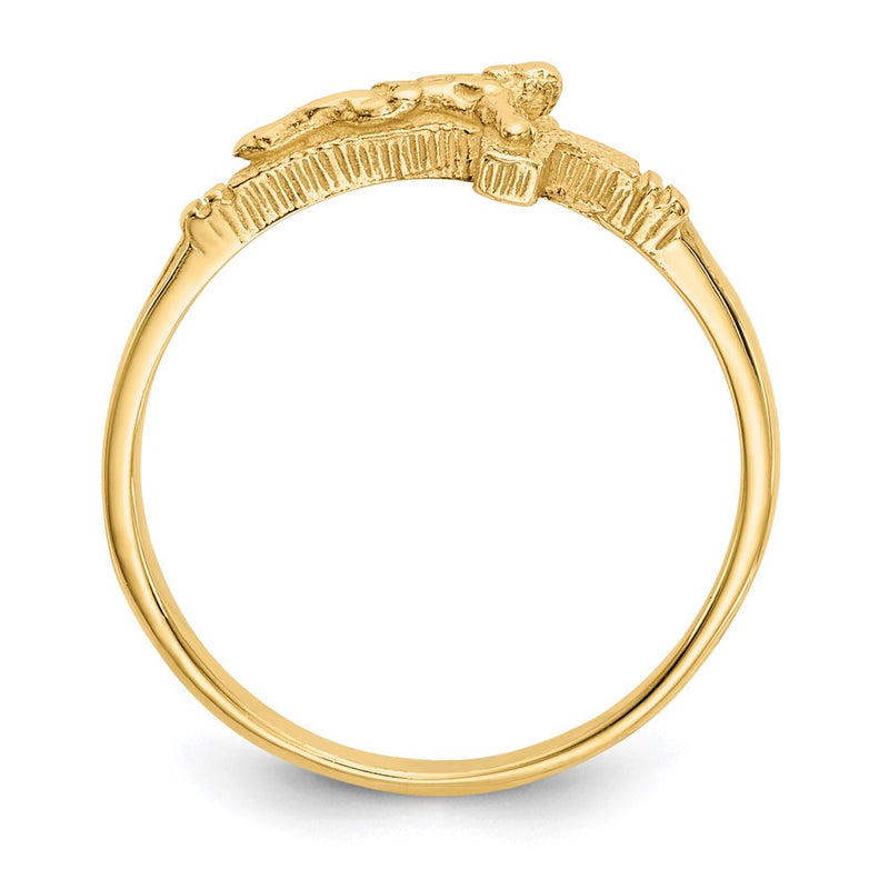 10K Yellow Gold 10K Satin Finish Childs Crucifix Ring