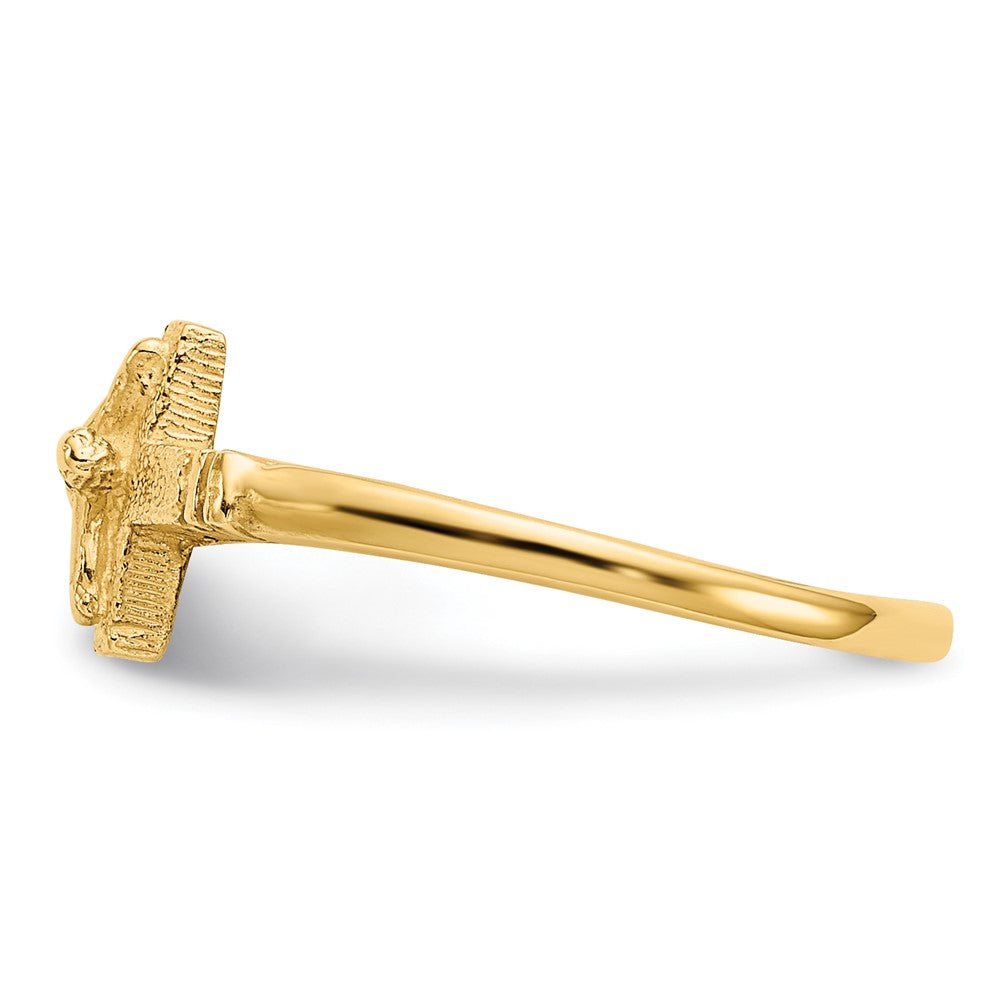 10K Yellow Gold 10K Satin Finish Childs Crucifix Ring