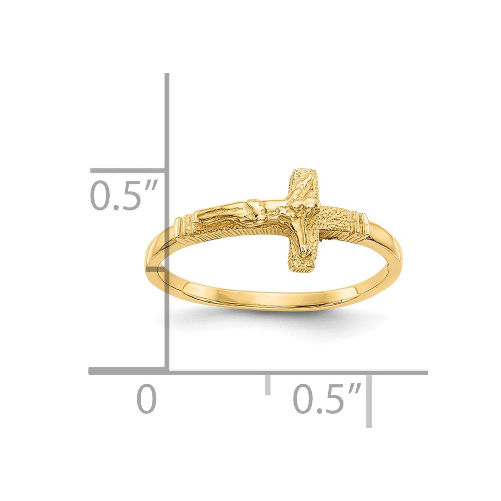 10K Yellow Gold 10K Satin Finish Childs Crucifix Ring