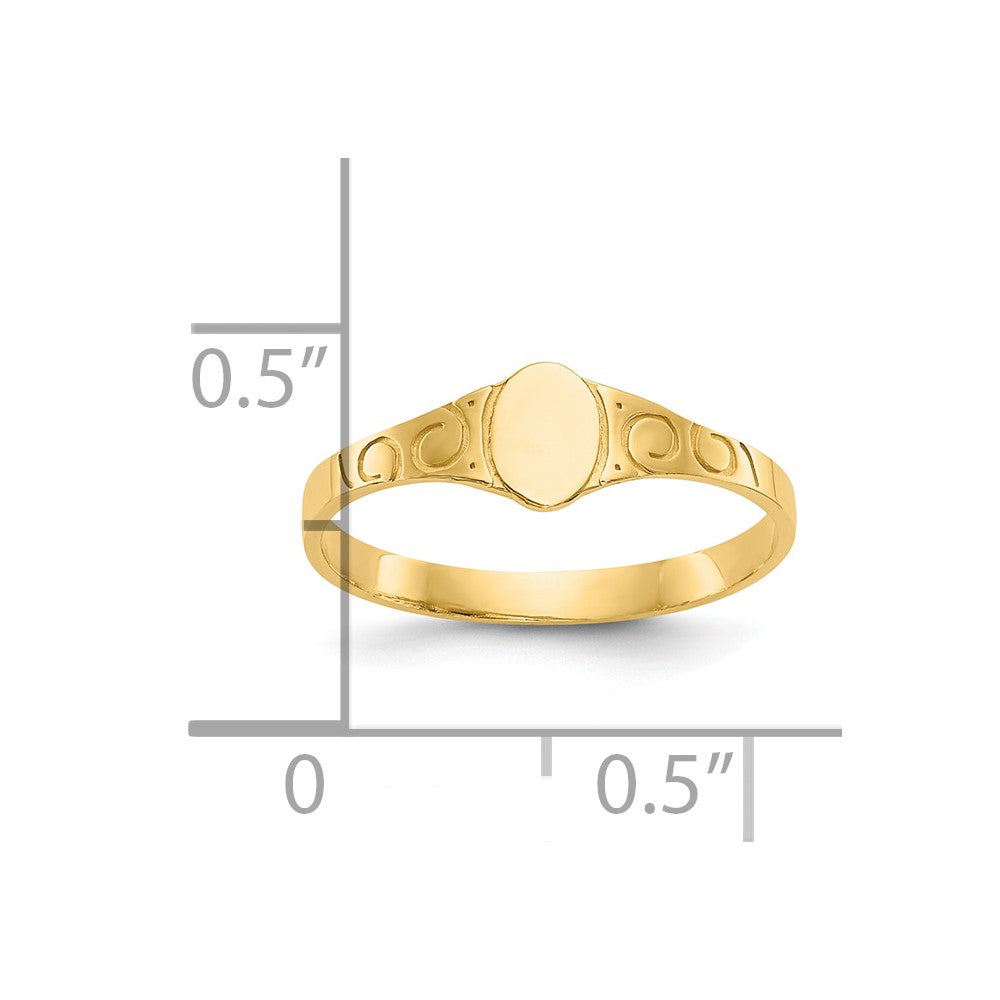 10K Yellow Gold Polished Oval Child'S Signet Ring