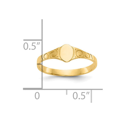 10K Yellow Gold Polished Oval Child'S Signet Ring