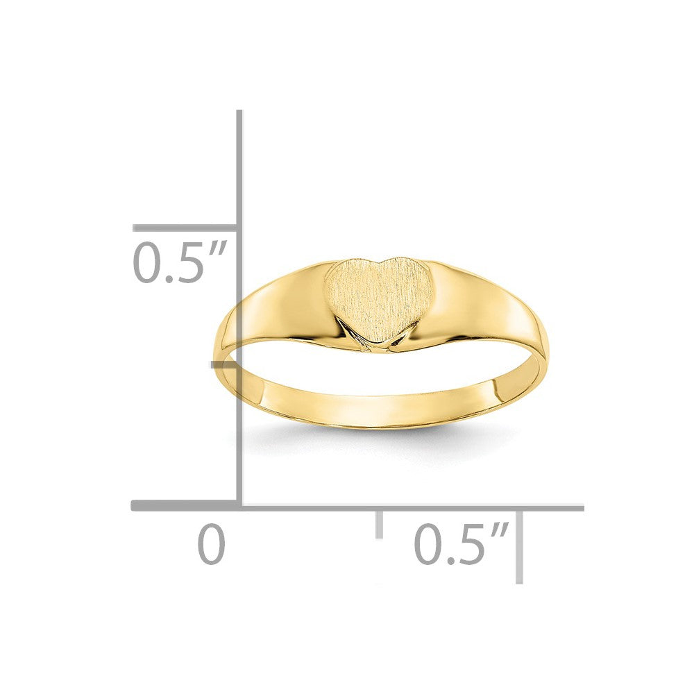 10K Yellow Gold Satin Child'S Heart Signet Ring