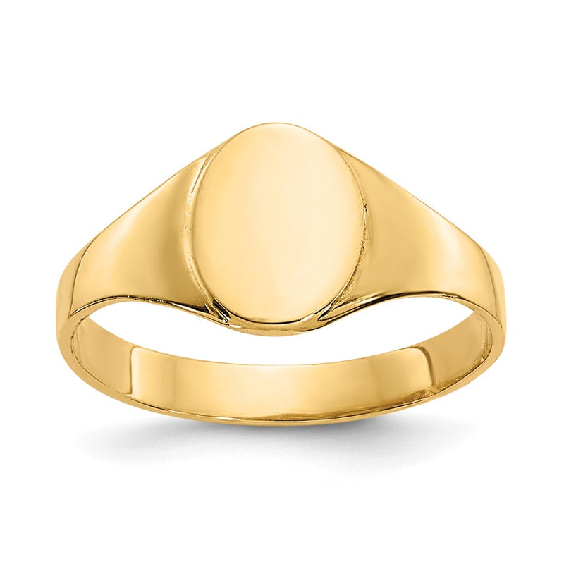 10K Yellow Gold High Polished Oval Baby Signet Ring