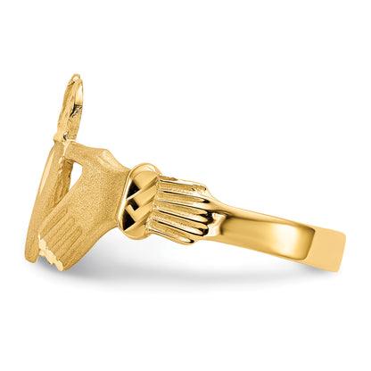 10K Yellow Gold Polished Men'S Claddagh Ring