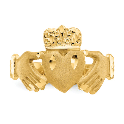 10K Yellow Gold Polished Men'S Claddagh Ring