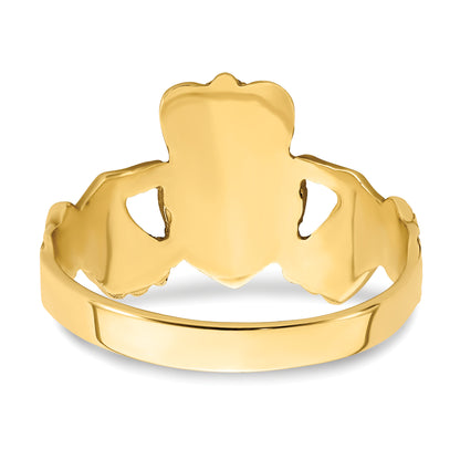 10K Yellow Gold Polished Men'S Claddagh Ring