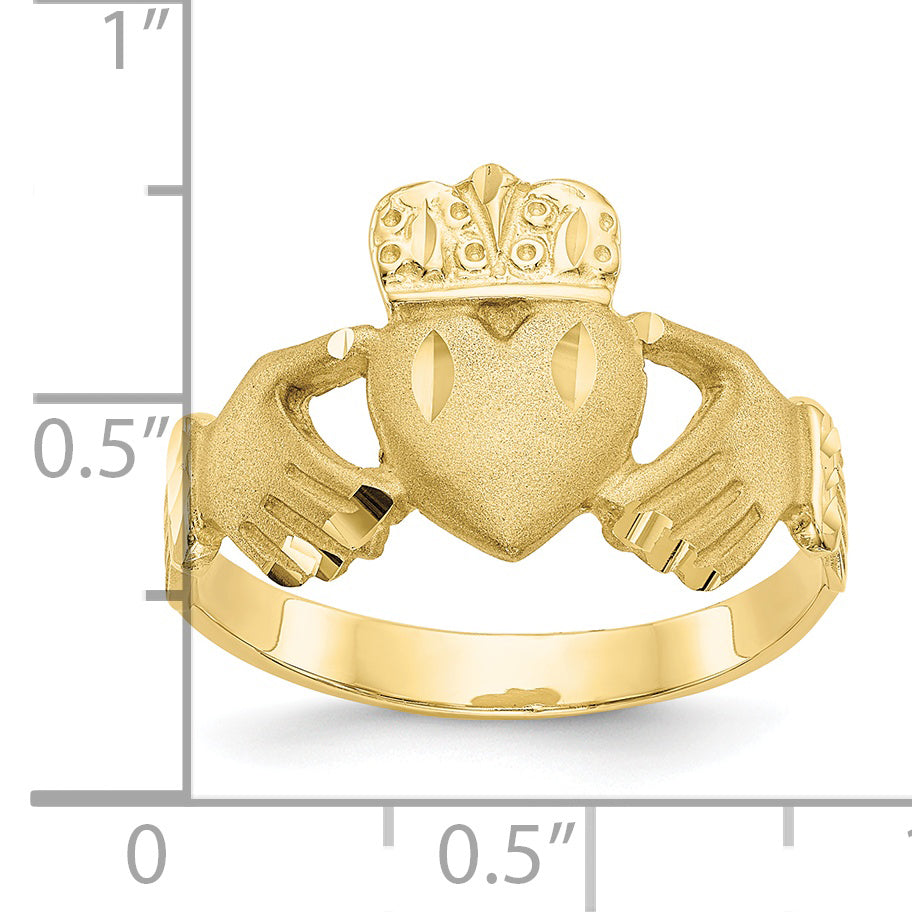 10K Yellow Gold Polished Men'S Claddagh Ring