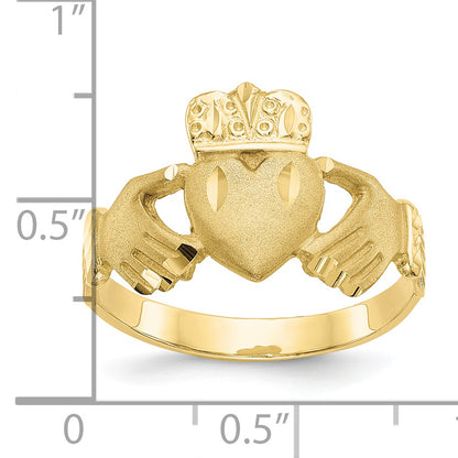 10K Yellow Gold Polished Men'S Claddagh Ring
