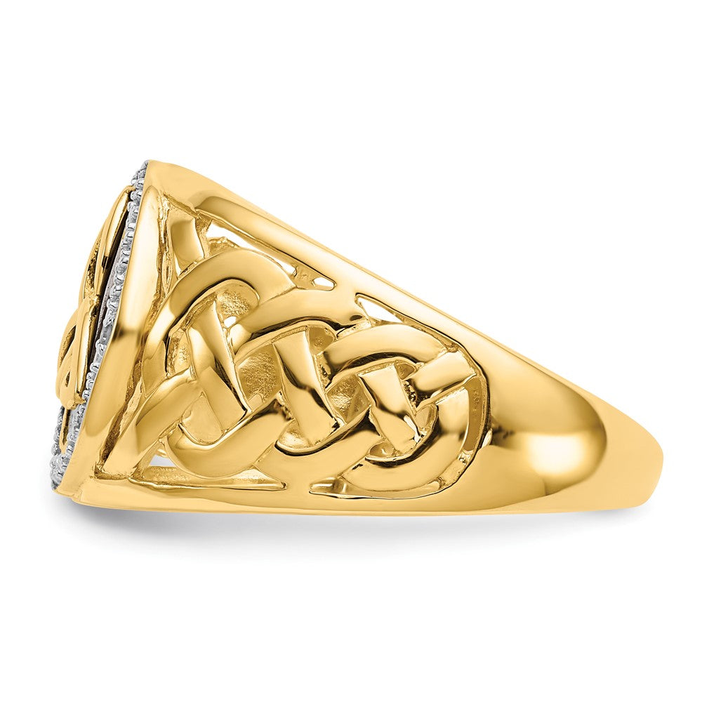 10K Yellow W/Rhodium 10K And Rhodium Onyx Diamond Trinity Ring