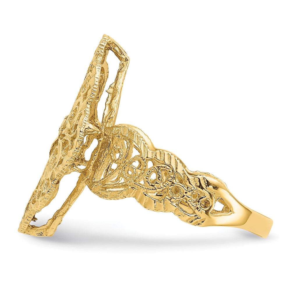 10K Yellow Gold 10K Diamond Cut Filigree Ring