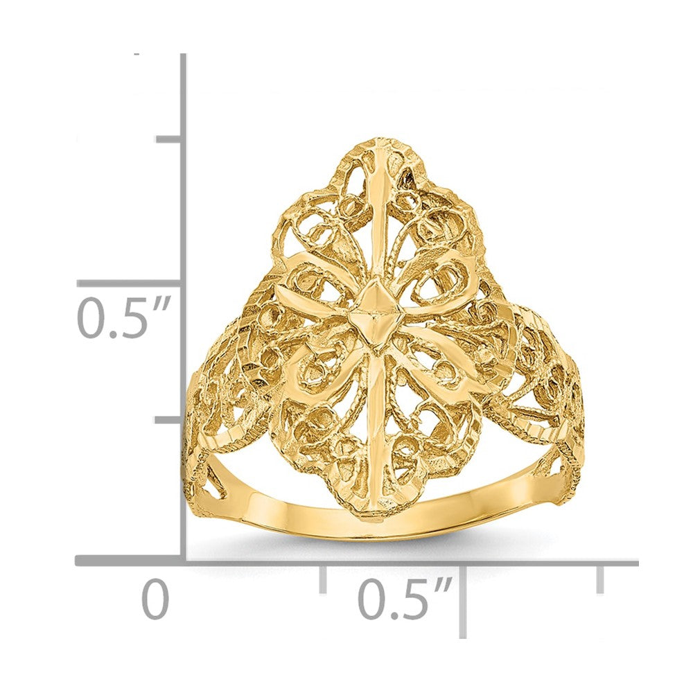 10K Yellow Gold 10K Diamond Cut Filigree Ring