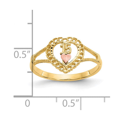 10K Two-Tone 10K 15 Heart Ring