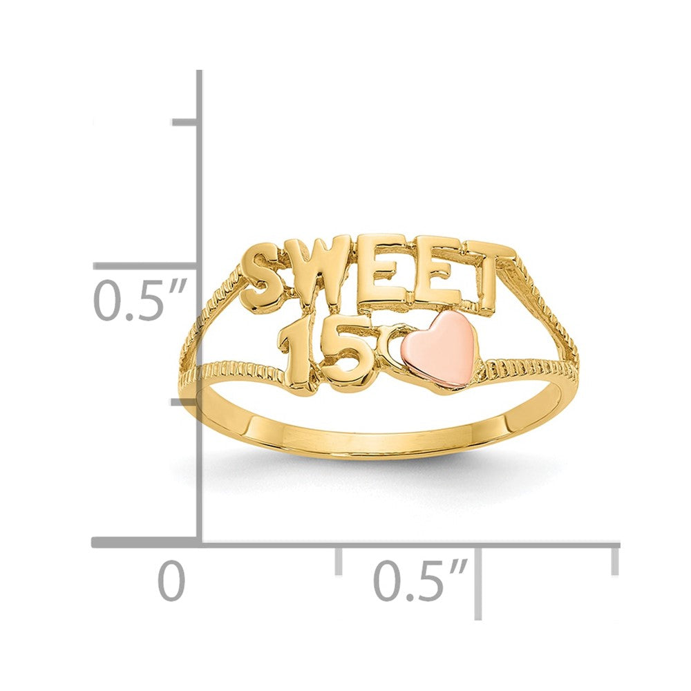 10K Two-Tone 10K Sweet 15 Heart Ring