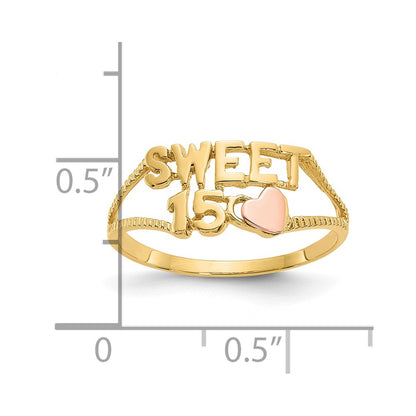 10K Two-Tone 10K Sweet 15 Heart Ring