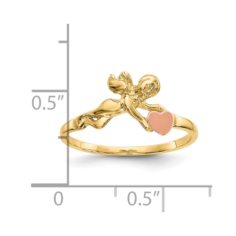 10K Two-Tone 10K Angel & Satin Heart Ring