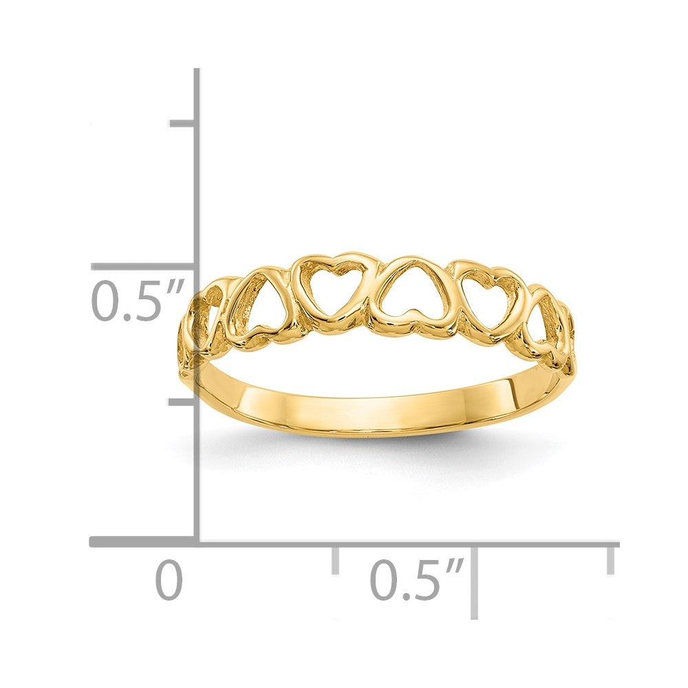 10K Yellow Gold 10K Polished Hearts Ring
