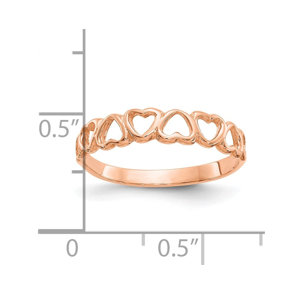 10K Rose Gold 10K Polished Hearts Ring