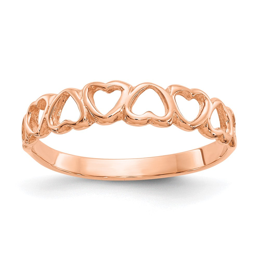 10K Rose Gold 10K Polished Hearts Ring
