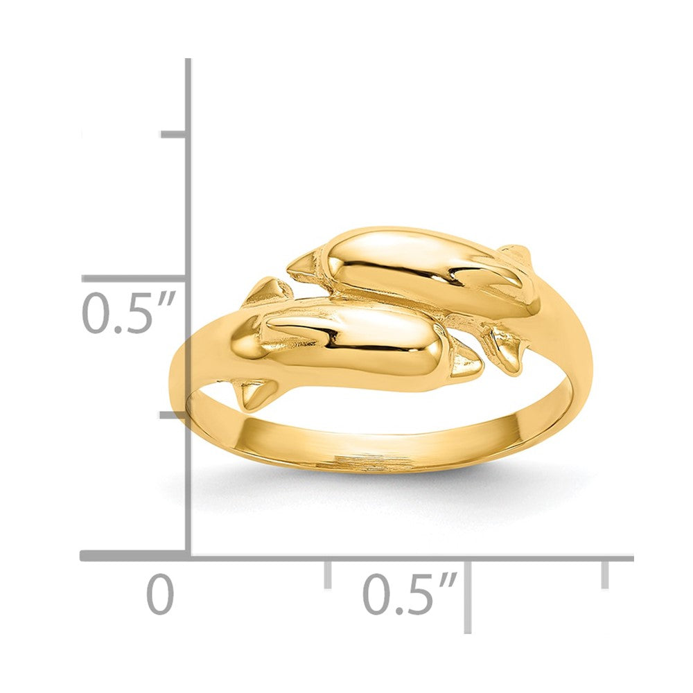 10K Yellow Gold Double Dolphin Ring