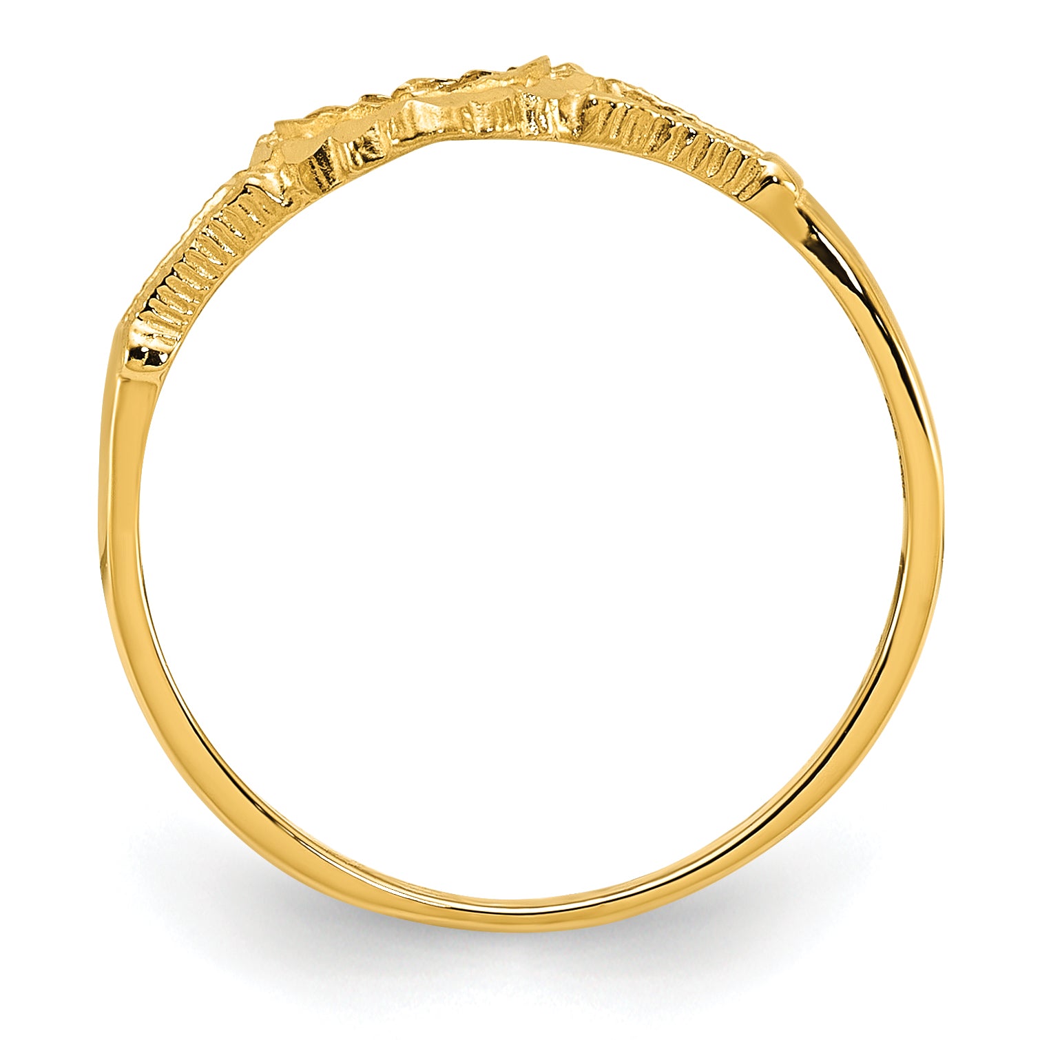 10K Yellow Gold 10K Diamond-Cut Childs Heart & Cross Ring