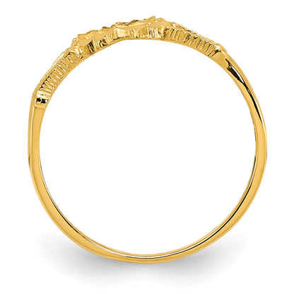 10K Yellow Gold 10K Diamond-Cut Childs Heart & Cross Ring