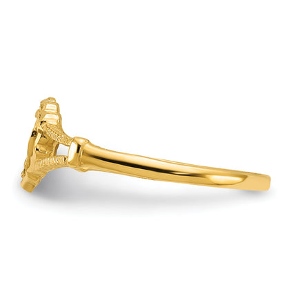 10K Yellow Gold 10K Diamond-Cut Childs Heart & Cross Ring