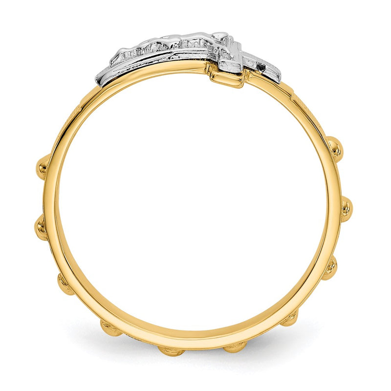 10K Two-Tone 10K Crucifix Rosary Ring