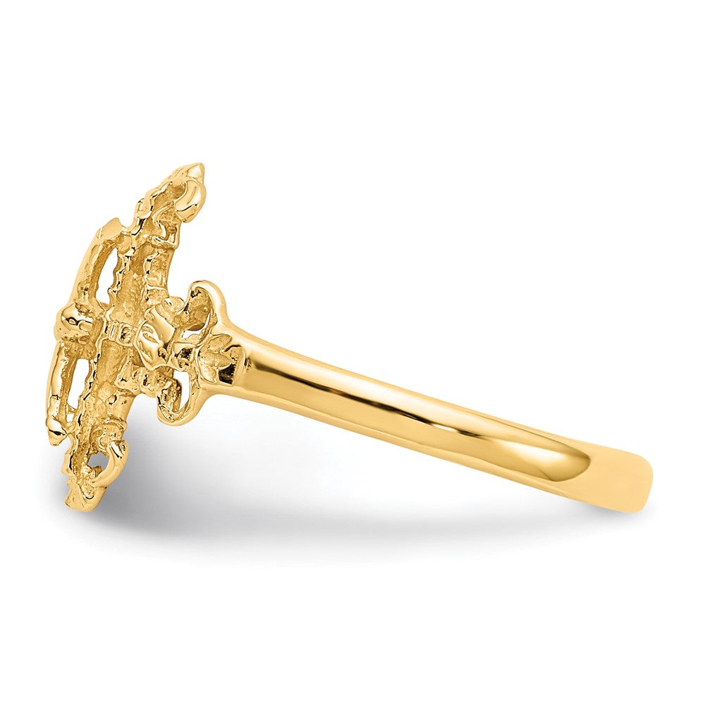 10K Yellow Gold 10K Diamond Cut Crucifix Ring