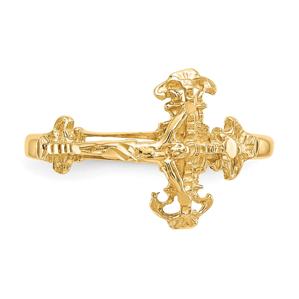 10K Yellow Gold 10K Diamond Cut Crucifix Ring