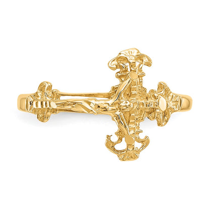 10K Yellow Gold 10K Diamond Cut Crucifix Ring