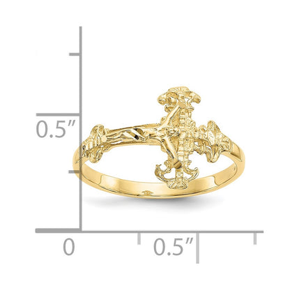 10K Yellow Gold 10K Diamond Cut Crucifix Ring
