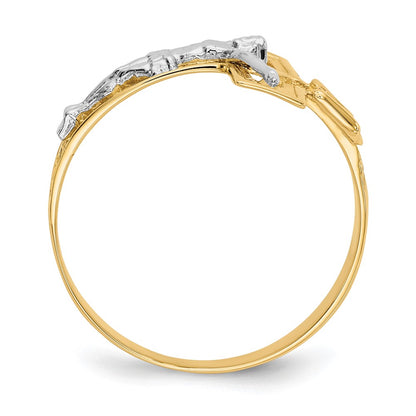 10K Two-Tone 10K Crucifix Men'S Ring