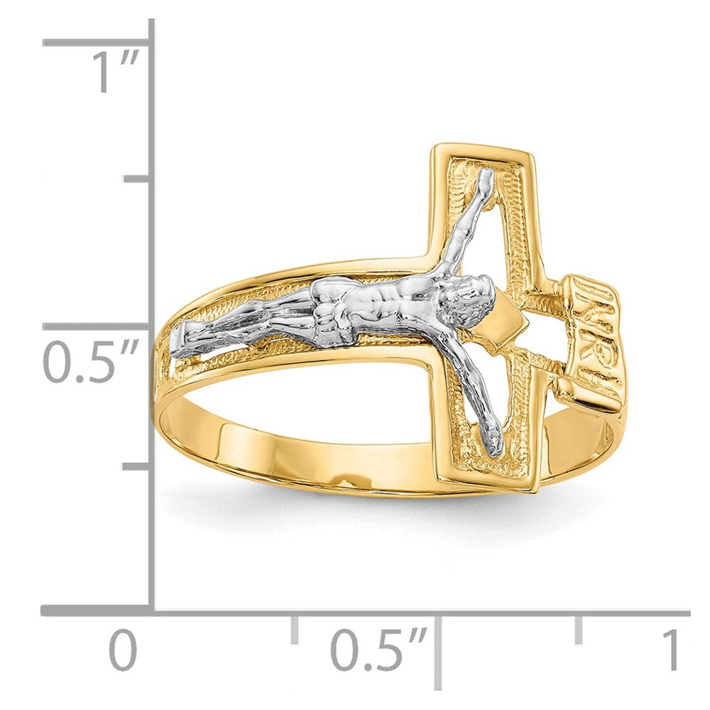 10K Two-Tone 10K Crucifix Men'S Ring