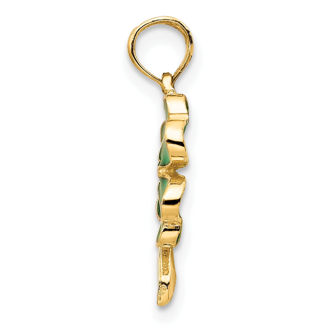 10K Yellow Gold 10K 4-Leaf Clover Enameled Pendant