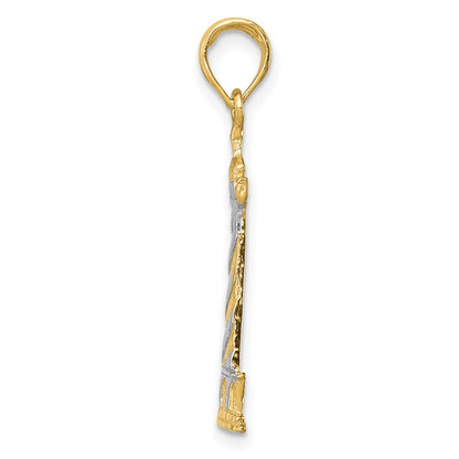10K Yellow W/Rhodium 10K And Rhodium Cape Hatteras Lighthouse Pendant