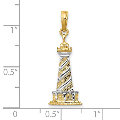 10K Yellow W/Rhodium 10K And Rhodium Cape Hatteras Lighthouse Pendant
