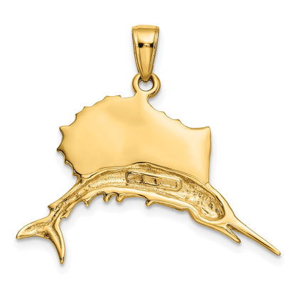 10K Yellow W/Rhodium 10K & Rhodium Sailfish Pendant