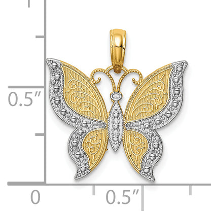 10K Yellow W/Rhodium 10K W/ Rhodium Butterfly Charm