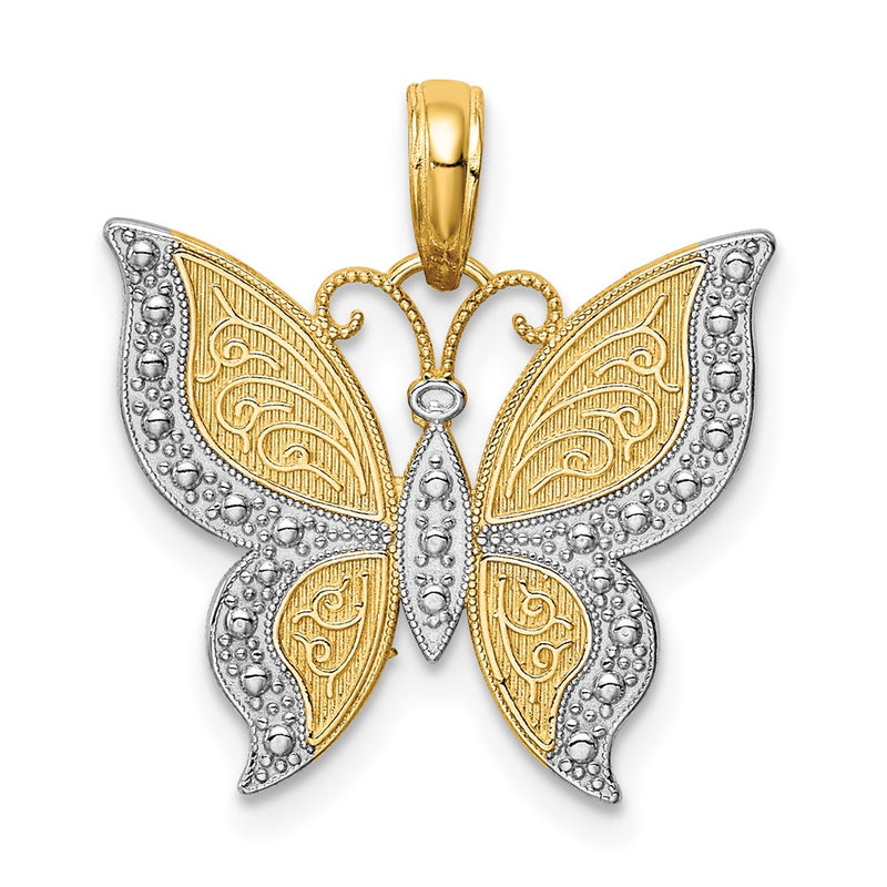 10K Yellow W/Rhodium 10K W/ Rhodium Butterfly Charm
