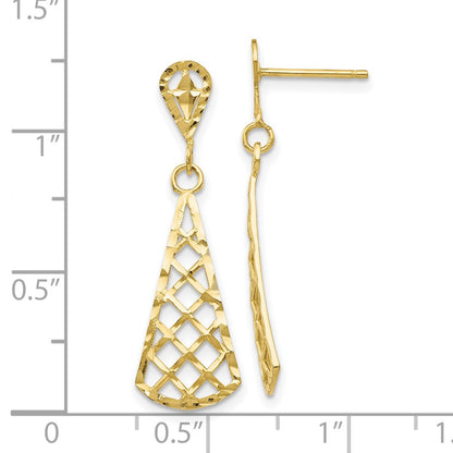 10K Yellow Gold 10K Diamond-Cut Inverted Fan Dangle Post Earring