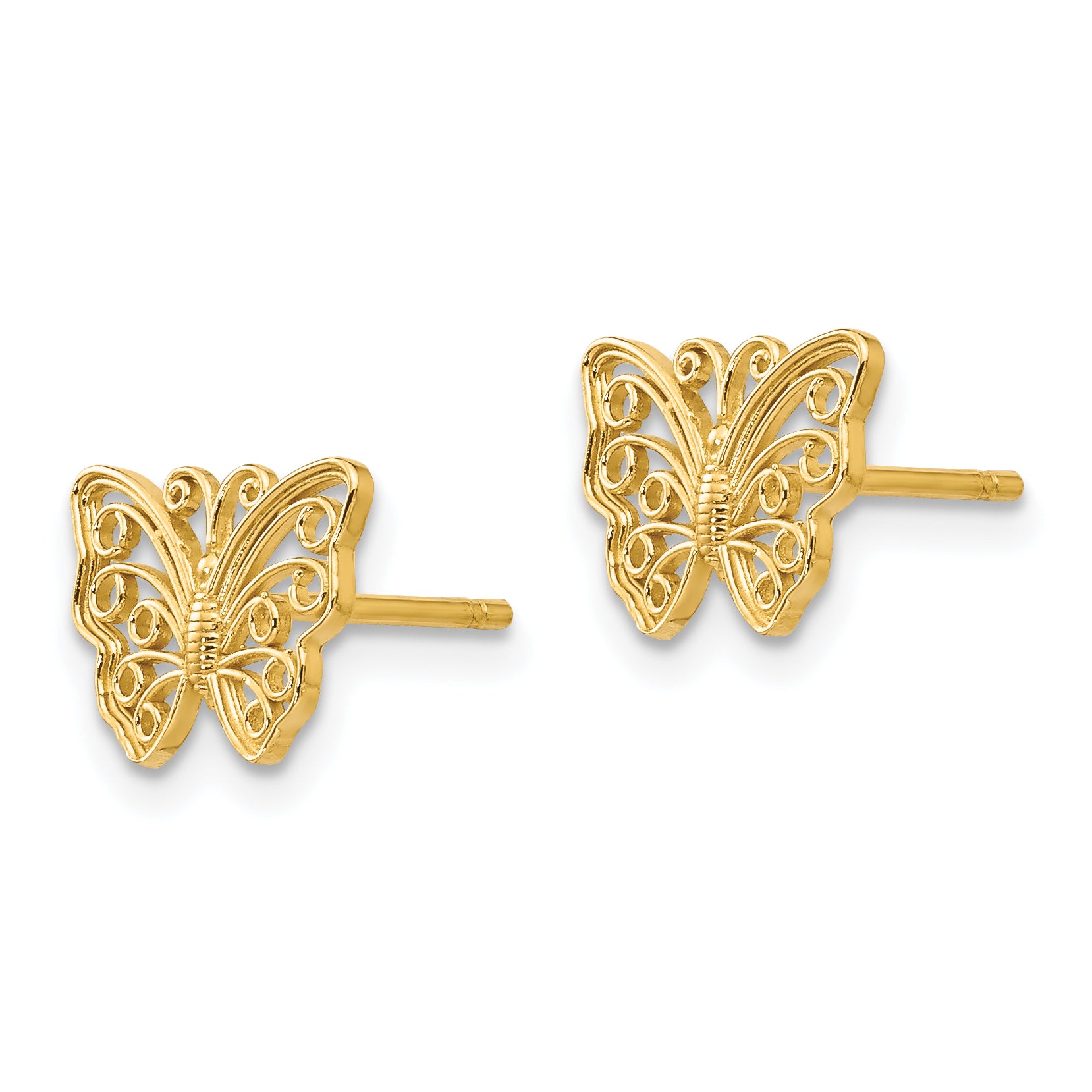 10K Yellow Gold 10K Butterfly Post Earrings