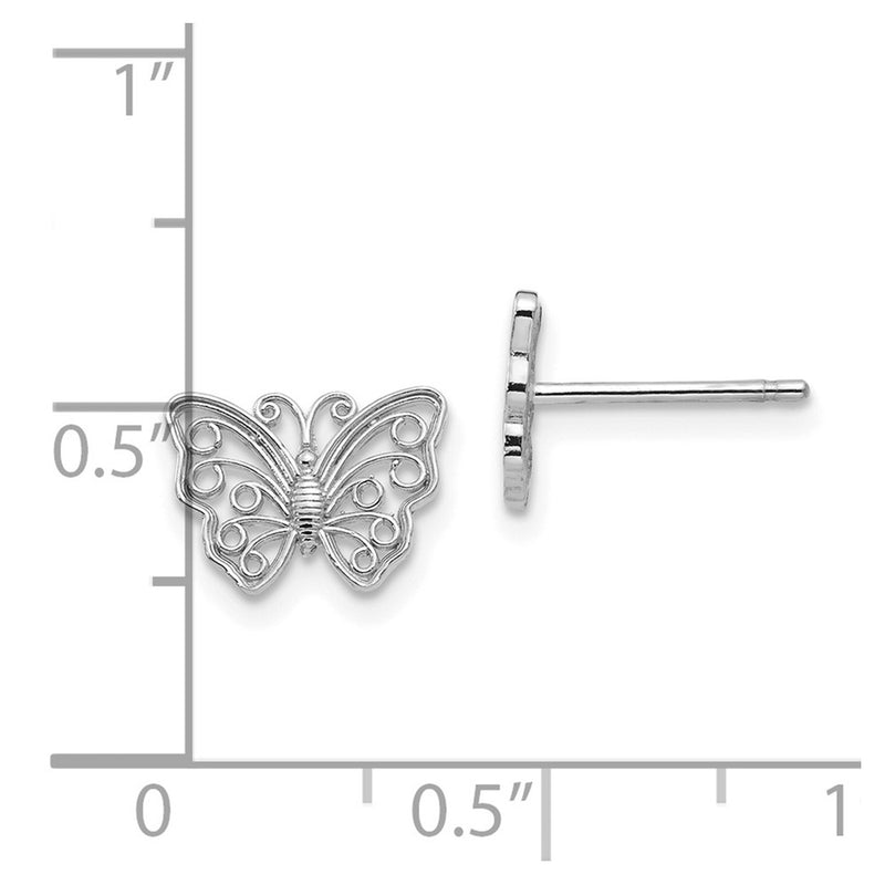 10K White Gold 10K Butterfly Post Earrings