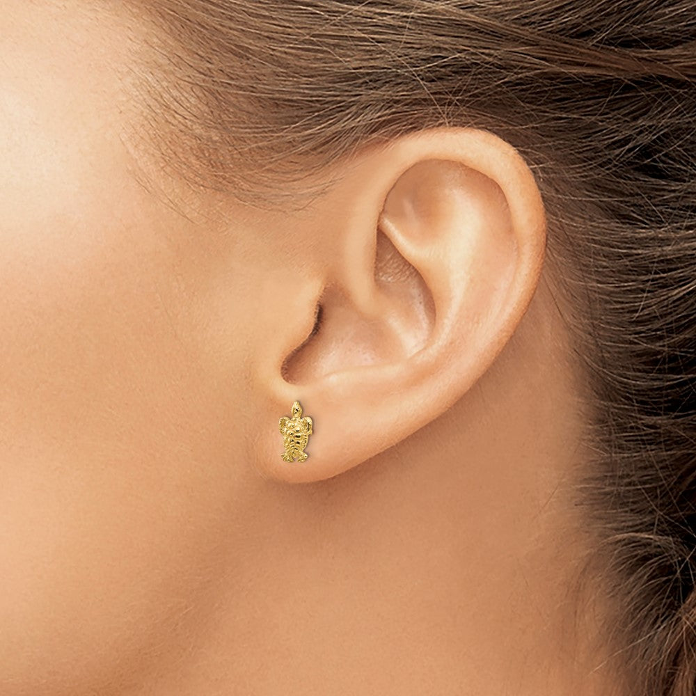 10K Yellow Gold 10K Mini Turtle Post Earrings