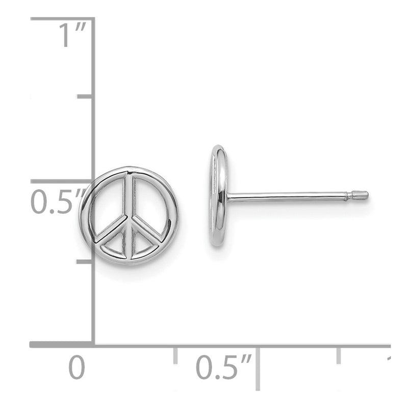 10K White Gold 10K Polished Peace Symbol Post Earrings