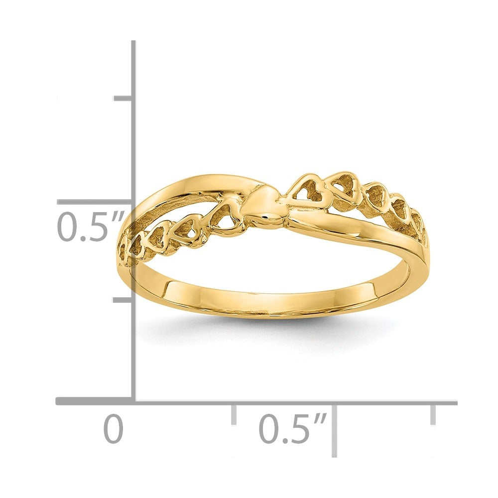 10K Yellow Gold 10K Polished Criss Cross Pattern Hearts Ring
