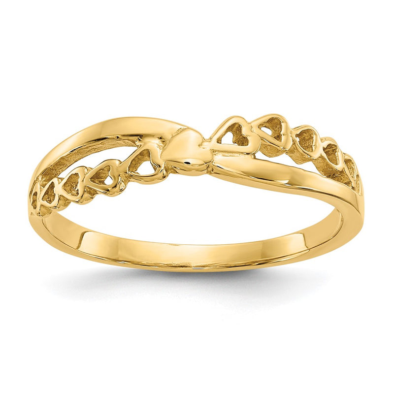 10K Yellow Gold 10K Polished Criss Cross Pattern Hearts Ring